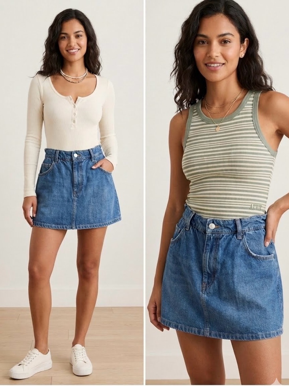 We The Free Dark Blue Denim Mini Skirt